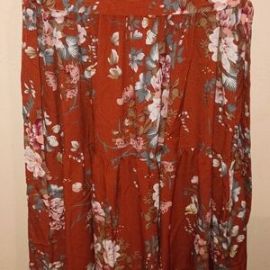 SHEIN Floral Maxi Skirt in Rust
